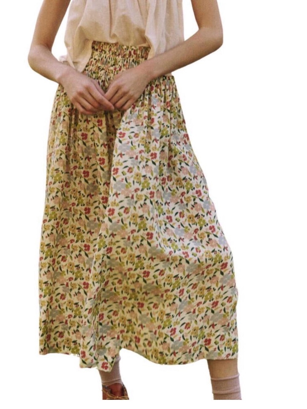 The Great Viola Silk Skirt in Floating Petals